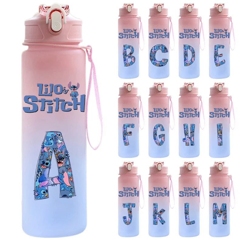 Garrafa de Água 750 ML Personalizada com Letra Inicial - Lilo & Stitch