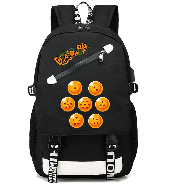 Mochila Escolar com 3 peças Dragon Ball Z - Impermeável & Função USB