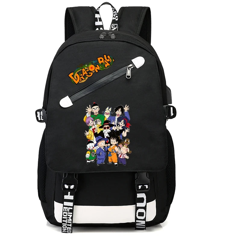 Mochila Escolar com 3 peças Dragon Ball Z - Impermeável & Função USB