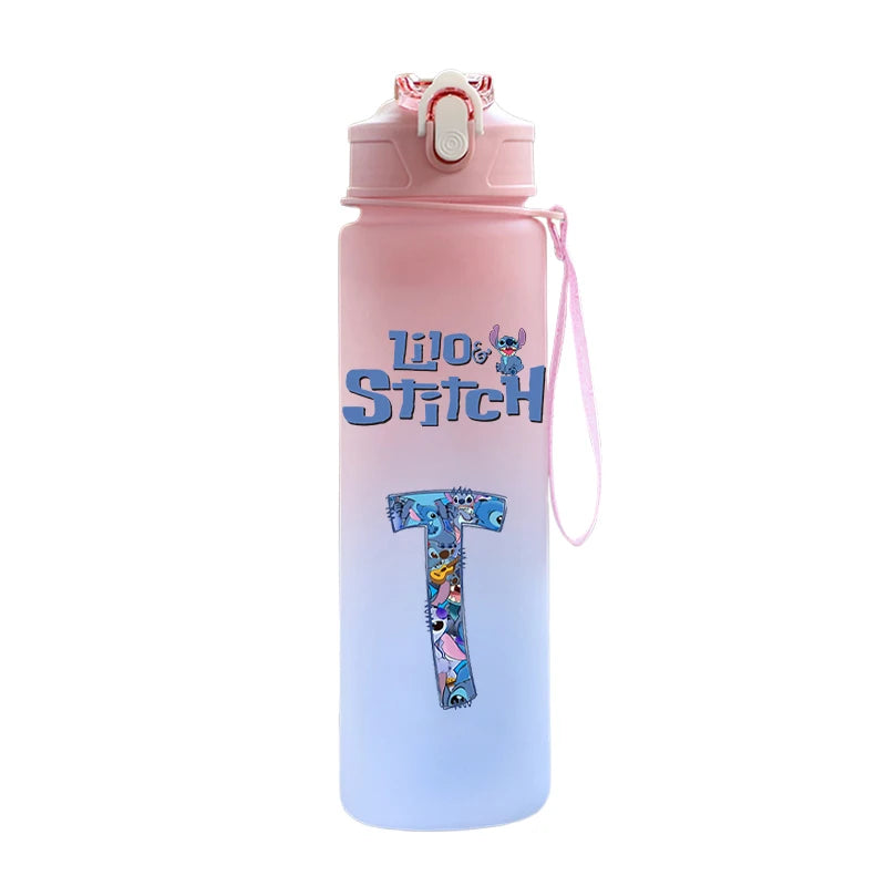 Garrafa de Água 750 ML Personalizada com Letra Inicial - Lilo & Stitch