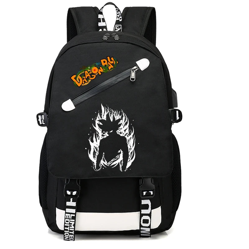 Mochila Escolar com 3 peças Dragon Ball Z - Impermeável & Função USB