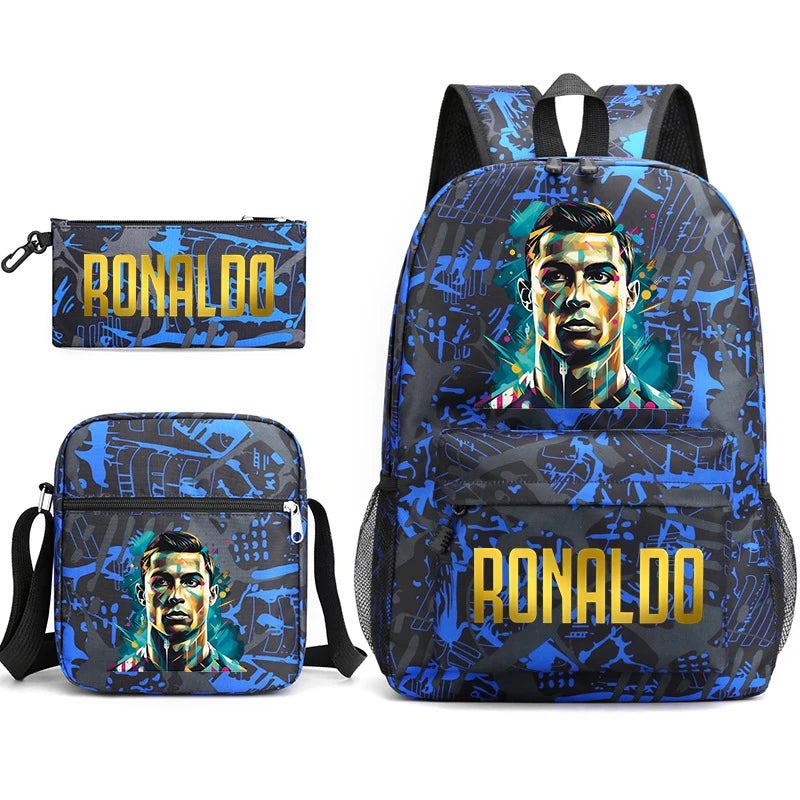 Mochila Escolar com 3 peças, Cristiano Ronaldo CR7 - Conforto & Estilo