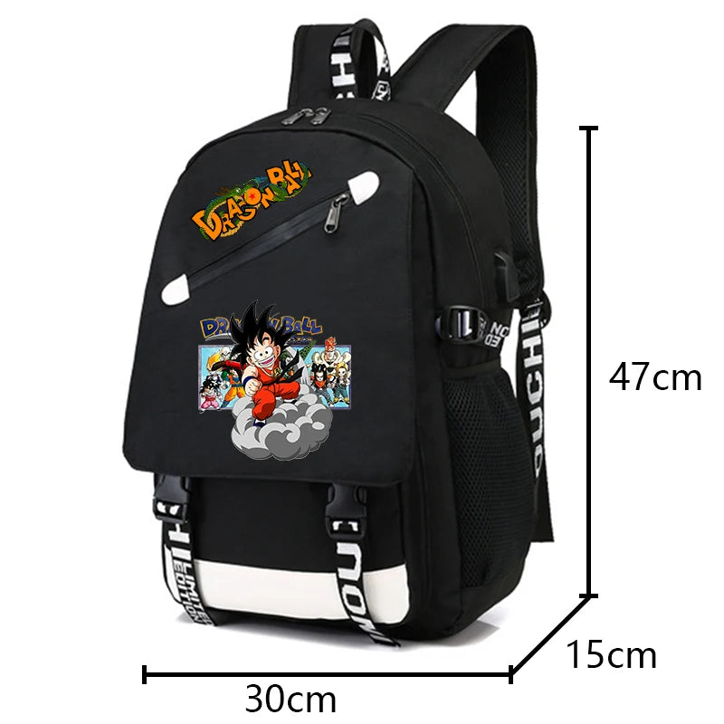 Mochila Escolar com 3 peças Dragon Ball Z - Impermeável & Função USB