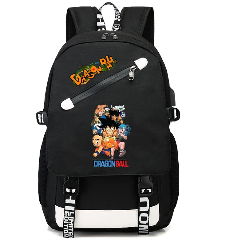 Mochila Escolar com 3 peças Dragon Ball Z - Impermeável & Função USB