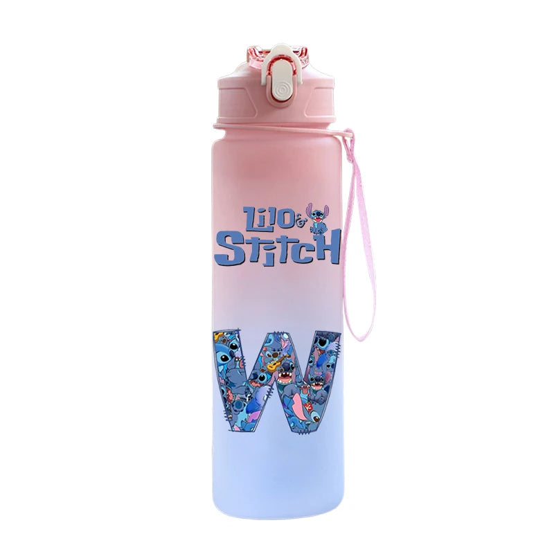 Garrafa de Água 750 ML Personalizada com Letra Inicial - Lilo & Stitch