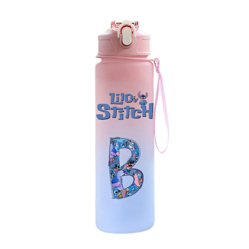 Garrafa de Água 750 ML Personalizada com Letra Inicial - Lilo & Stitch