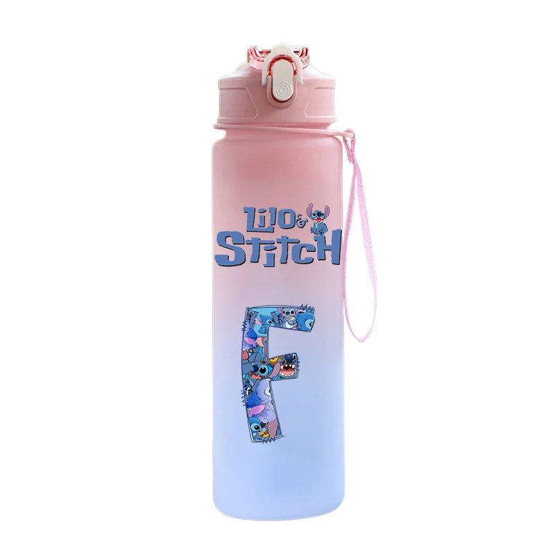 Garrafa de Água 750 ML Personalizada com Letra Inicial - Lilo & Stitch