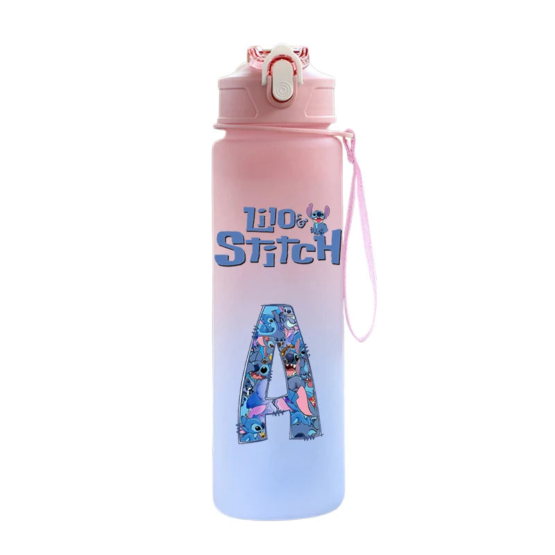 Garrafa de Água 750 ML Personalizada com Letra Inicial - Lilo & Stitch