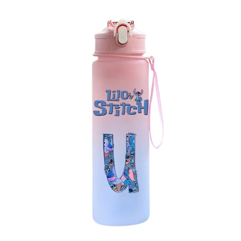 Garrafa de Água 750 ML Personalizada com Letra Inicial - Lilo & Stitch