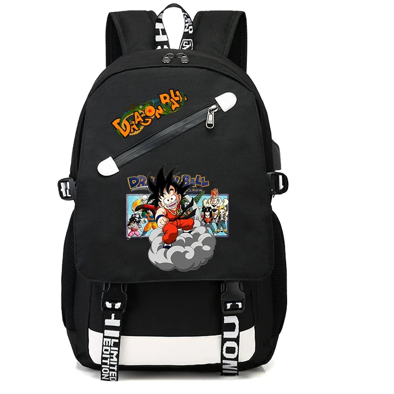 Mochila Escolar com 3 peças Dragon Ball Z - Impermeável & Função USB