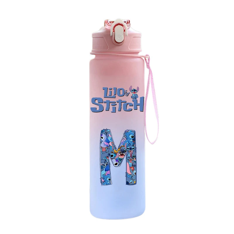 Garrafa de Água 750 ML Personalizada com Letra Inicial - Lilo & Stitch