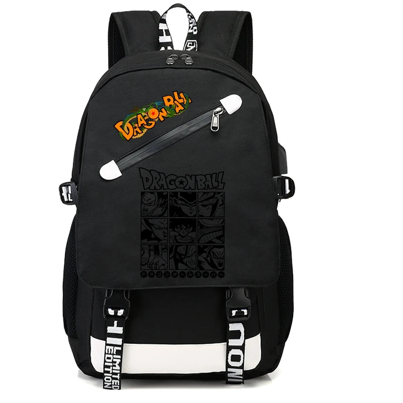 Mochila Escolar com 3 peças Dragon Ball Z - Impermeável & Função USB