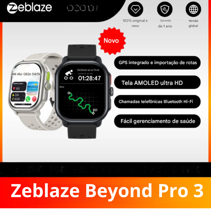 Smartwatch Zeblaze Beyond 3 Pro GPS - Relógio Inteligente com Display Amoled 2,15 Pol. Integrado