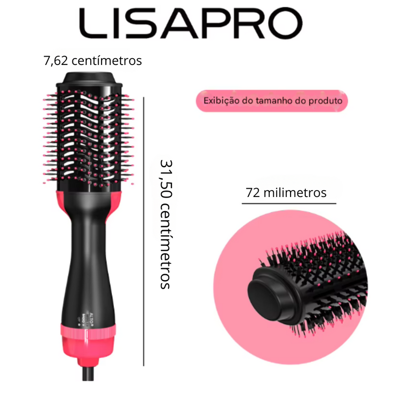 Secador De Cabelo Profissional 3 Em 1 - Modelador, Escova Ar Quente & Volumizador 1000W