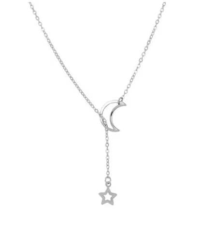 Colar Feminino Lua & Estrela Aço Inoxidável