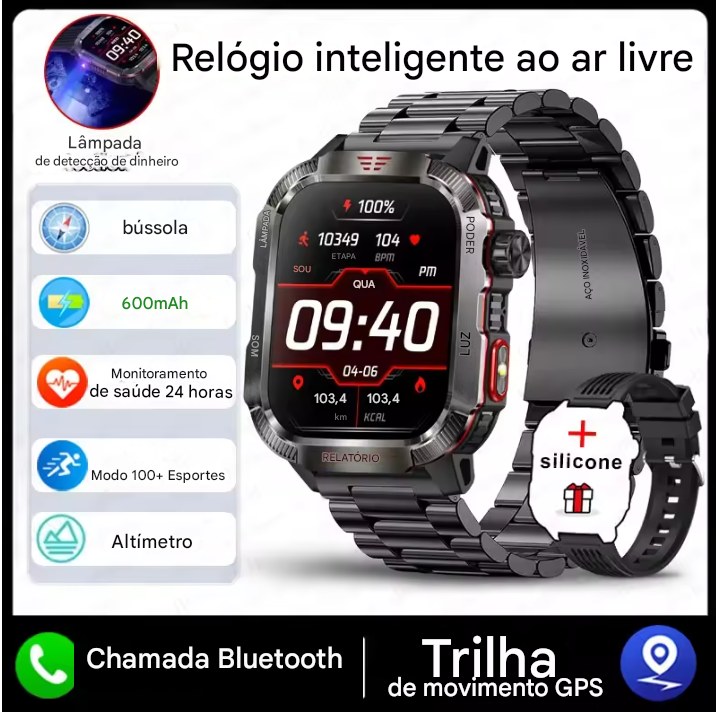 Smartwatch Xiaomi Militar GPS - Relógio Inteligente Para Homens À Prova D'Água IP68