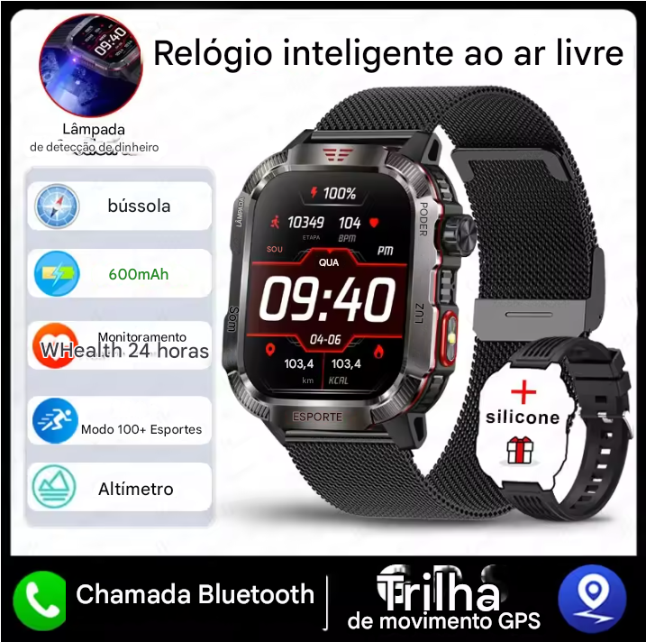 Smartwatch Xiaomi Militar GPS - Relógio Inteligente Para Homens À Prova D'Água IP68